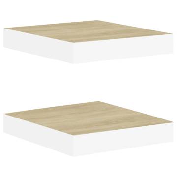 Floating Wall Shelves - Oak & White 2 Pcs | Hipomarket UK