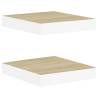 Floating Wall Shelves - Oak & White 2 Pcs | Hipomarket UK