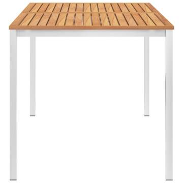 Garden Dining Table 160x80 cm - Solid Teak & Stainless Steel