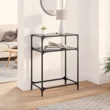 Stylish Black Glass Console Table - 60x35x81 cm Steel