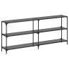 Stylish Console Table with Black Glass Top - 194.5x30x81 cm