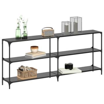 Stylish Console Table with Black Glass Top - 194.5x30x81 cm