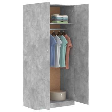 Concrete Grey Wardrobe 90x52x200 cm - Stylish Storage Solution