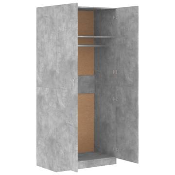 Concrete Grey Wardrobe 90x52x200 cm - Stylish Storage Solution