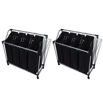 Laundry Sorters with Bags 2 pcs - Black & Grey | Hipo Market