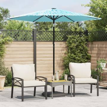 Garden Parasol with Steel Pole - Blue 223x223x213 cm