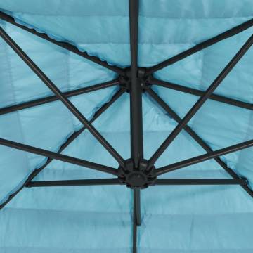 Garden Parasol with Steel Pole - Blue 223x223x213 cm