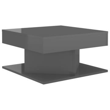 High Gloss Grey Coffee Table - 57x57x30 cm | HipoMarket