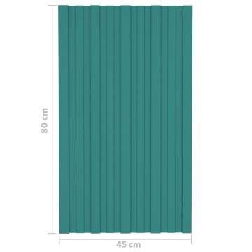 Roof Panels 12 pcs Galvanised Steel Green 80x45 cm | HipoMarket