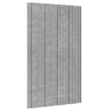 Galvanised Steel Roof Panels - 12 pcs, 80x45 cm | HipoMarket UK