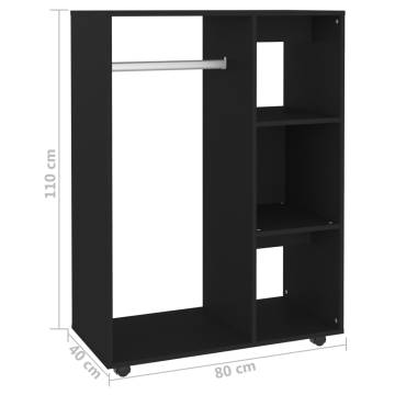 Wardrobe Black 80x40x110 cm | Engineered Wood Storage Solution