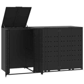 Durable Wheelie Bin Storage for 3 Bins - Black Steel