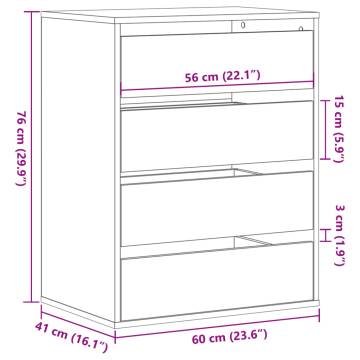 Elegant White Corner Chest of Drawers - 60x41x76 cm