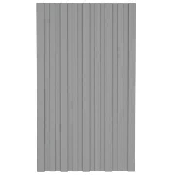 Galvanised Steel Roof Panels - 12 pcs Grey 80x45 cm