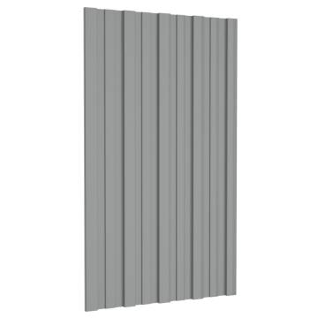 Galvanised Steel Roof Panels - 12 pcs Grey 80x45 cm