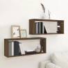 Stylish Wall Cube Shelves - Brown Oak - 2 pcs - 60x15x23 cm