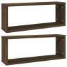 Stylish Wall Cube Shelves - Brown Oak - 2 pcs - 60x15x23 cm