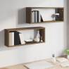 Stylish Wall Cube Shelves - Brown Oak - 2 pcs - 60x15x23 cm