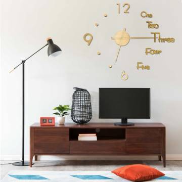 Gold 3D Wall Clock - Modern Design XXL 100 cm | Hipomarket