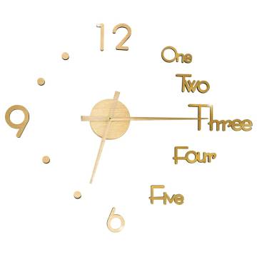 Gold 3D Wall Clock - Modern Design XXL 100 cm | Hipomarket