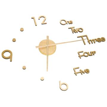 Gold 3D Wall Clock - Modern Design XXL 100 cm | Hipomarket