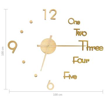 Gold 3D Wall Clock - Modern Design XXL 100 cm | Hipomarket