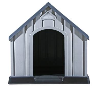 Durable Grey Dog House - 92x87x91 cm Plastic for Outdoor Use