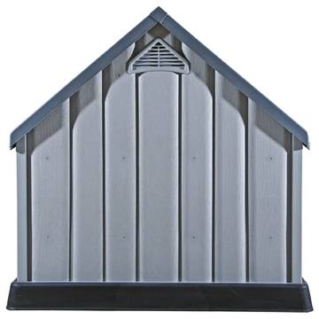 Durable Grey Dog House - 92x87x91 cm Plastic for Outdoor Use