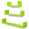 3 Green MDF U-shaped Floating Wall Display Shelves