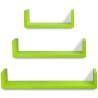 3 Green MDF U-shaped Floating Wall Display Shelves