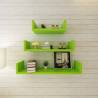 3 Green MDF U-shaped Floating Wall Display Shelves