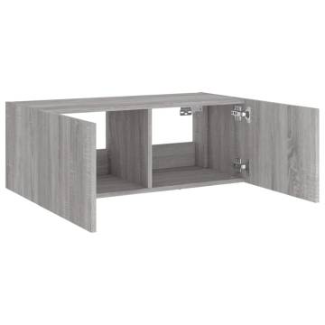 Stylish TV Wall Cabinet with LED Lights - Grey Sonoma 80x35 cm