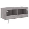 Stylish TV Wall Cabinet with LED Lights - Grey Sonoma 80x35 cm