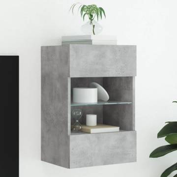 TV Wall Cabinet with LED Lights - Concrete Grey 40x30x60.5 cm