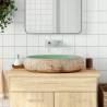 Elegant Green & Brown Oval Countertop Basin - 59x40 cm Ceramic