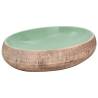 Elegant Green & Brown Oval Countertop Basin - 59x40 cm Ceramic