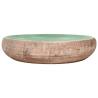 Elegant Green & Brown Oval Countertop Basin - 59x40 cm Ceramic