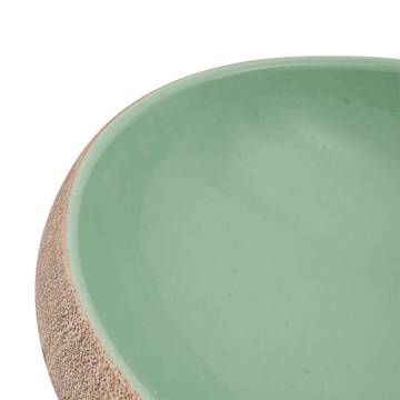 Elegant Green & Brown Oval Countertop Basin - 59x40 cm Ceramic