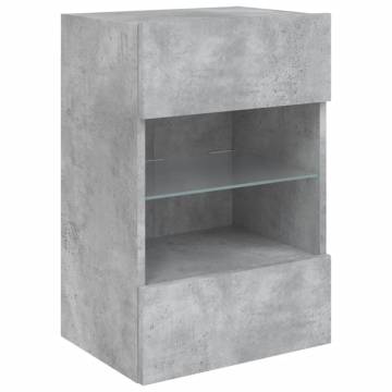 TV Wall Cabinet with LED Lights - Concrete Grey 40x30x60.5 cm