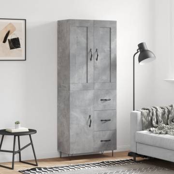 Stylish Highboard Concrete Grey - 69.5x34x180 cm | HipoMarket