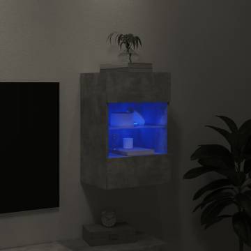 TV Wall Cabinet with LED Lights - Concrete Grey 40x30x60.5 cm