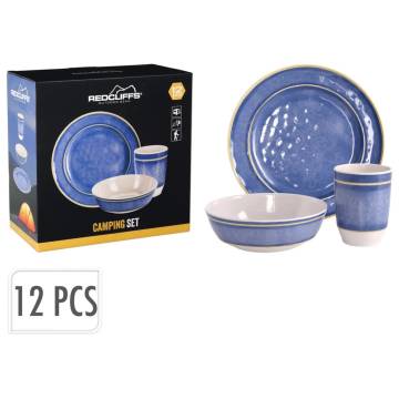 Redcliffs 12 Piece Camping Tableware Set - Melamine Blue