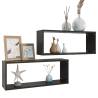 High Gloss Black Wall Cube Shelf Set - 2 pcs | Hipomarket