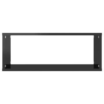 High Gloss Black Wall Cube Shelf Set - 2 pcs | Hipomarket