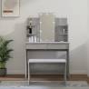 Dressing Table Set with LED Grey Sonoma Engineered Wood Colour grey sonoma Size 96 x 40 x 142 cm Quantity in Package 1 