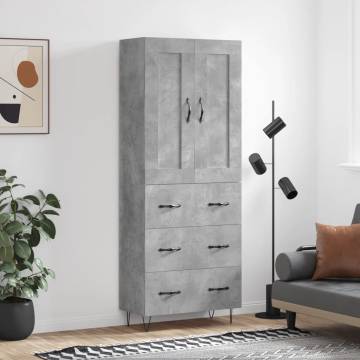 Stylish Highboard Concrete Grey - 69.5x34x180 cm | HipoMarket