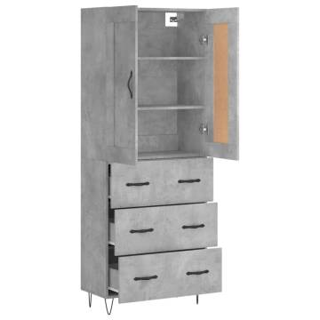 Stylish Highboard Concrete Grey - 69.5x34x180 cm | HipoMarket