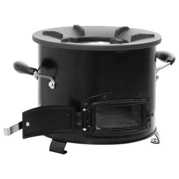 Camping Wood Stove Black - Portable Metal Heater 36x26x22.5 cm