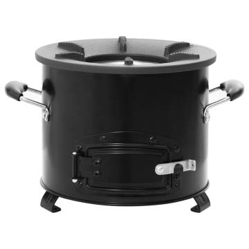 Camping Wood Stove Black - Portable Metal Heater 36x26x22.5 cm