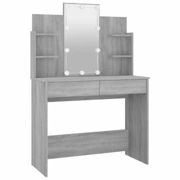 Stylish Dressing Table Set with LED - Grey Sonoma Wood